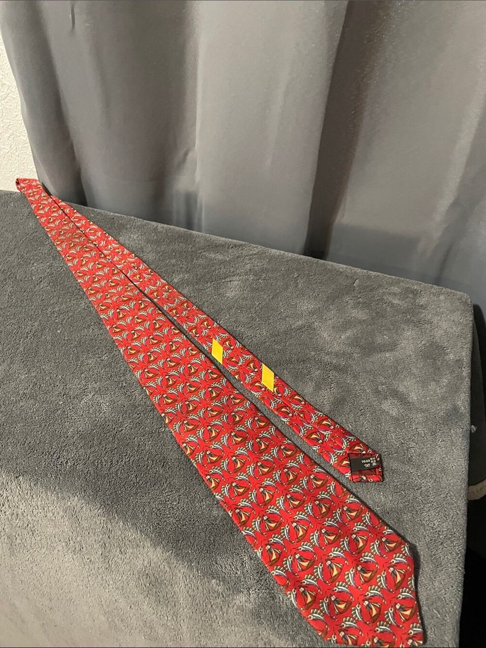 Salvatore Ferragamo Red sailfish and sailboat Patterned Silk Tie